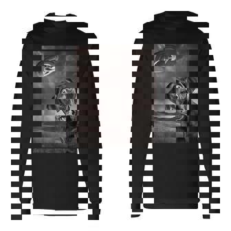 Dog Black Lab Labrador Retriever Ufo Selfie Long Sleeve T-Shirt - Thegiftio