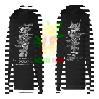 Doobie Bear 大麻の葉 雑草愛好家 マリファナギフト 長袖Tシャツ - Kawaiitshirt