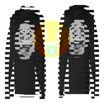 Emoticon Dollar Mouth Face With Money Sign Eyes Rich Long Sleeve T-Shirt | Seseable FR