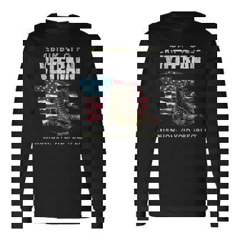 Grumpy Old Vet For Military WAmerican Flag And Boots Long Sleeve T-Shirt - Thegiftio
