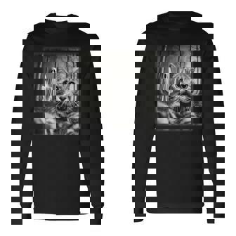 Halloween Cat Selfie With Spooky Ghost Cat Lovers Long Sleeve T-Shirt - Thegiftio