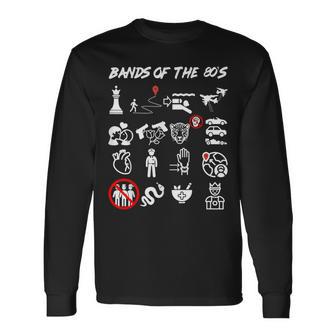 Nerdy Iconic Pop Rock Bands Of The 80S White Long Sleeve T-Shirt - Thegiftio UK