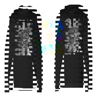 Oiia Oiia 回転する猫 ミーム 面白い ブレイン エセル スペース 長袖Tシャツ - Kawaiitshirt