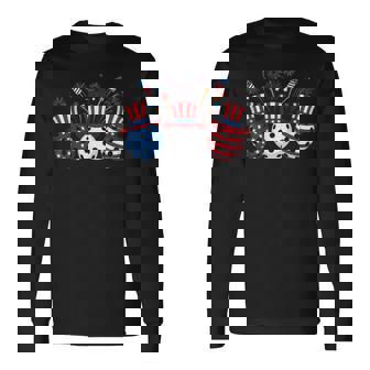 Pickleball Fireworks American Usa Flag 4Th Of July Long Sleeve T-Shirt - Thegiftio