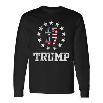 Qr President Trump 4547 Trump Dancing Code2 Sided Long Sleeve T-Shirt - Thegiftio UK