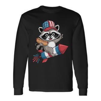 Raccoon 4Th Of July Hot Dog Fourth Of July Long Sleeve T-Shirt - Thegiftio UK