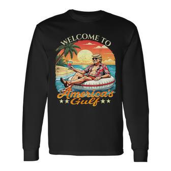 Trump Retro Vintage Welcome To America's Gulf Est 2025 Long Sleeve T-Shirt - Thegiftio UK