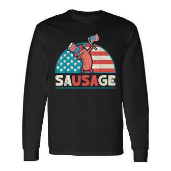 Usa Sausage Patriotic 4Th Of July Long Sleeve T-Shirt - Thegiftio UK
