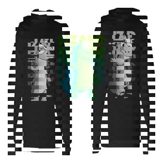 Weirdcore Lizard Meme Derpy Reptile Animal Humor Long Sleeve T-Shirt - Monsterry