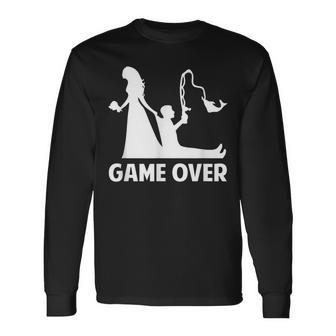 Gameover Novia Novio Boda Despedida Deoltero Camiseta de manga larga - Regaloses