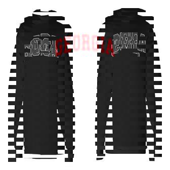 Georgia Ga Vintage Athletic Sports Red Text Long Sleeve T-Shirt | Mazezy