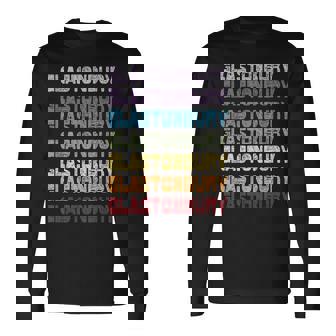Glastonburyomerset Colores Retro Del Arco Iris Camiseta de manga larga - Regaloses