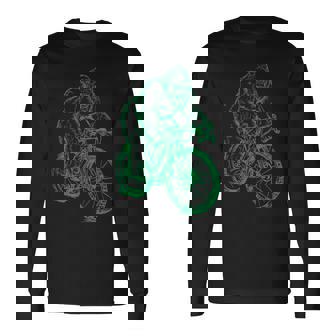 Gorilla ライディングバイク おもしろモンキー クール 動物 サイクリング 自転車 長袖Tシャツ - Kawaiitshirt