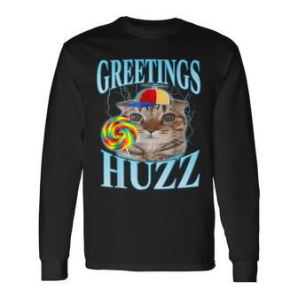 Greetings Huzz Gen Z Gen Alpha Silly Cat Vintage Long Sleeve T-Shirt - Thegiftio UK