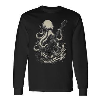Guitar Player Octopus Heavy Metal Head Guitarist Long Sleeve T-Shirt - Thegiftio