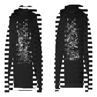 Guitarra Eléctrica Blanco Y Negro Diseño Arte Rock Blues Metal Camiseta de manga larga - Regaloses