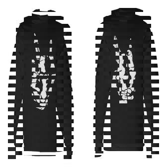 Guitarra Rock And Rollintage Rockkeleton Hand Doble Cara Camiseta de manga larga - Regaloses
