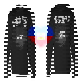 Haiti Heart Flag Haiti Lover Haitian Pride Long Sleeve T-Shirt - Thegiftio UK