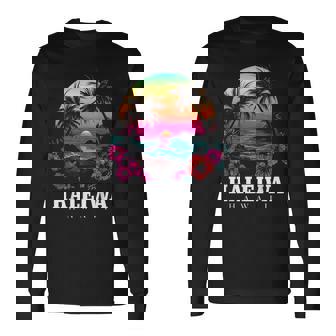 Haleiwa ハワイ ハワイアン ハイビスカス 花 サーファー お土産 長袖Tシャツ - Kawaiitshirt