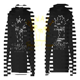 Hawaii Est 1959 ヤシの木 サーフ サーファー マウイ アロハ ハワイアン 長袖Tシャツ - Kawaiitshirt