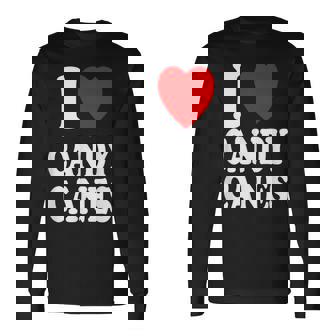 I Heart 愛 キャンディケーン 冬 ペパーミント クリスマス 長袖Tシャツ - Kawaiitshirt