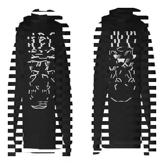 Hippopotamus デザイン クールで素晴らしいカバのサングラス 長袖Tシャツ - Kawaiitshirt