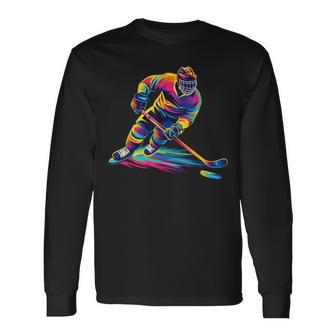 Hockey Player Graphic Long Sleeve T-Shirt - Thegiftio UK