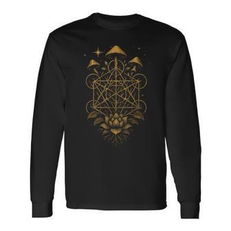 Hongos Flor Geometríaagrado Bosque Raíces Estrellas Camiseta de manga larga - Regaloses