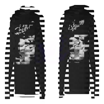 Hug Me ベルーガ アートデザイン 可愛い おしゃれ 動物 シロイルカ シロクジラ 長袖Tシャツ - Kawaiitshirt