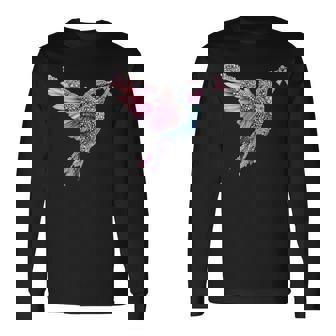 Hummingbird Pink Ribbon Breast Cancer Awareness Long Sleeve T-Shirt | Seseable UK