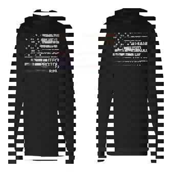 Husband Daddy Protector Hero American Flag Cool Dad 長袖Tシャツ - Kawaiitshirt