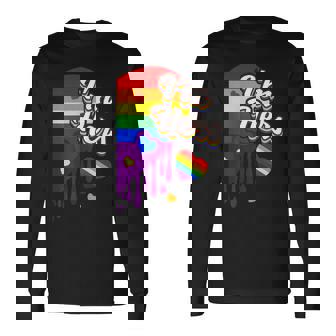 I'm Hers &He's Mine 虹のハート Lgbtq プライド デザイン 長袖Tシャツ - Kawaiitshirt