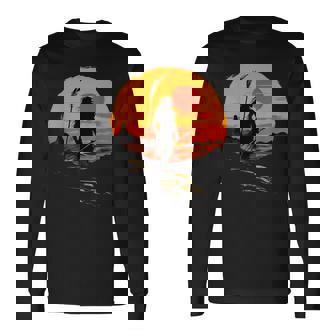 Indian Chief Coiffe Plumes Amérindiennes Coucher Deoleil T-shirt à manches longues - Cadeauxyz