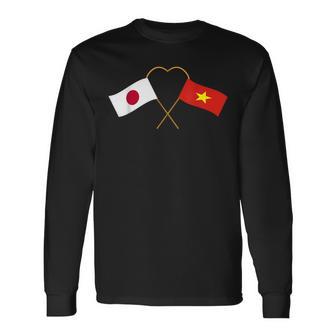 Japanese Flagietnamese Flagベトナムの遺産 ベトナムのルーツ 日本の国旗 ベトナムの国旗 長袖Tシャツ - Kawaiitshirt