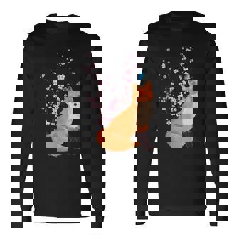 Japonaisakura Renard Kitsune Japonais En Fleur De Cerisier T-shirt à manches longues - Cadeauxyz