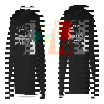 Jazz Music Player スイング バンド レトロ ヴィンテージ 70年代 長袖Tシャツ - Kawaiitshirt