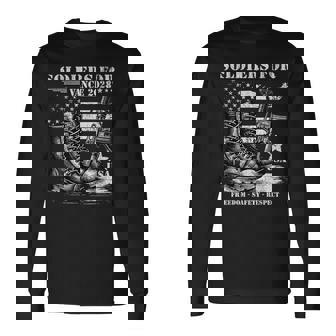 Jdヴァンス軍事選挙2028年アメリカ国旗支持のための兵士 長袖Tシャツ - Kawaiitshirt