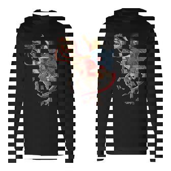 Jesus Reitet Ein Dinosaure Chemise Raptor Dinosaure Parodie T-shirt à manches longues - Cadeauxyz