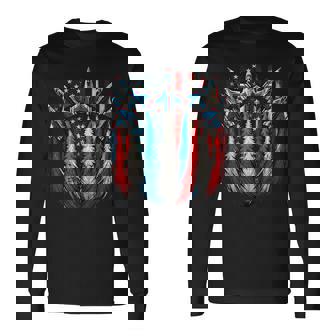 Jets Patriotic Usa Flag Fighter Jets Boys 4Th Of July Long Sleeve T-Shirt - Seseable