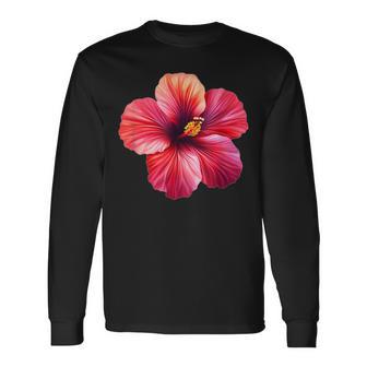 Jolie Fleur D'hibiscus T-shirt à manches longues - Cadeauxyz