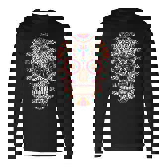 Jour Des Morts Tête De Mort Mexique Jour De Los Muertos T-shirt à manches longues - Cadeauxyz