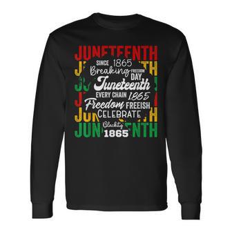 Junenth 1865 Afro Freedom Breaking Chains Freeish Roots Long Sleeve T-Shirt - Thegiftio UK