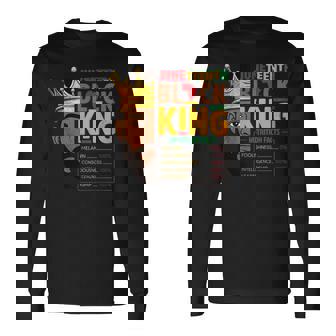 Junenth Black King Nutrition Facts Pride African Mens Long Sleeve T-Shirt - Thegiftio UK