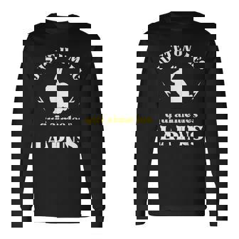 メンズ Just A Dude Who Loves Rabbits ユーモアラビットマン 長袖Tシャツ - Kawaiitshirt