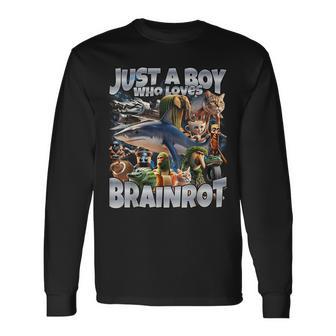 Just A Boy Who Loves Brain Red Long Sleeve T-Shirt - Thegiftio UK