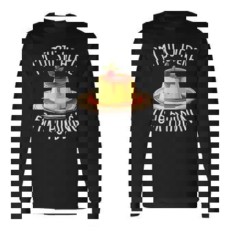 Just Here For Pudding デザイン メンズ レディース デザートプリン 長袖Tシャツ - Kawaiitshirt