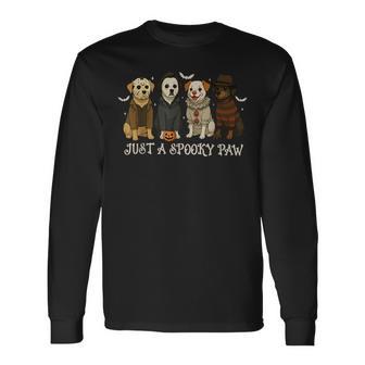 Just A Spooky Paw Dog Halloween Characters Long Sleeve T-Shirt - Thegiftio