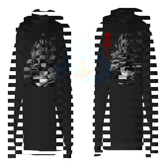 Kaiju Eating Ramen Oishi Japanese Monster Lover Long Sleeve T-Shirt - Thegiftio