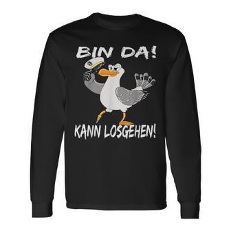 Kapitän Möwe Ostsee Nordsee Urlaub Bin Da Kann Losgehen Langarmshirts - Geschenkecke