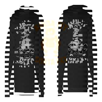 Kinda Fit Sorta Fat Gym Bear Weightlifting Workout Long Sleeve T-Shirt | Mazezy